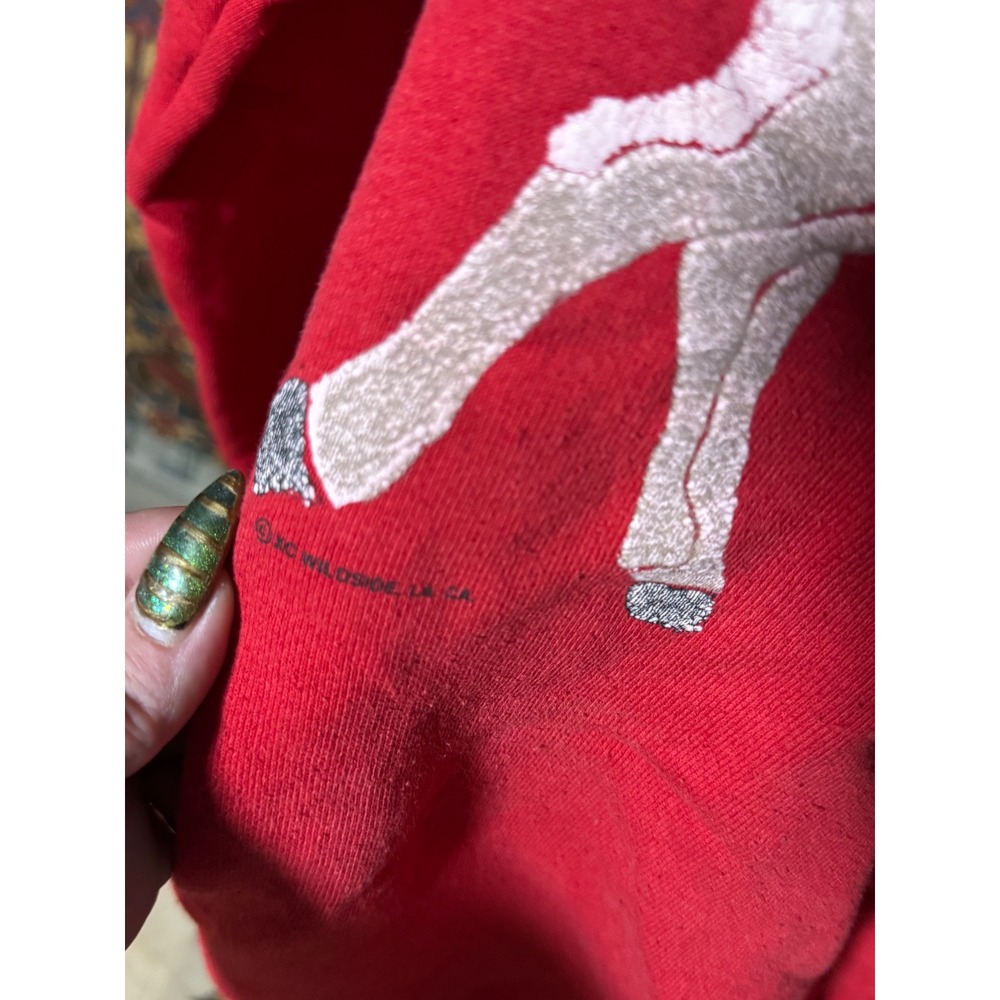 Vintage Christmas Donkey Carousel Sweatshirt Red Fruit of the Loom XL - Picture 2 of 4